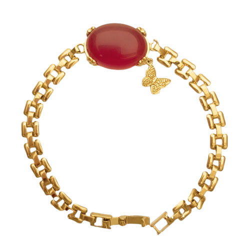دستبند زنانه نگین دار با پروانه طلایی