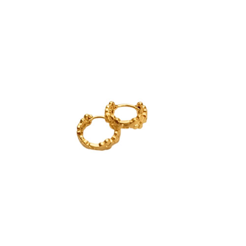 گوشواره حلقه ای طرح گل طلایی کد 1610008