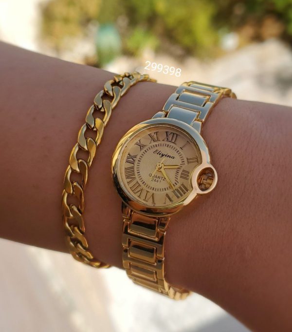 ست زنانه ساعت و دستبند طلایی