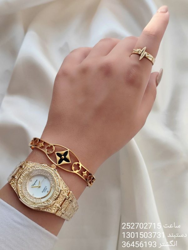 ست ساعت، دستبند و انگشتر طلایی جدید