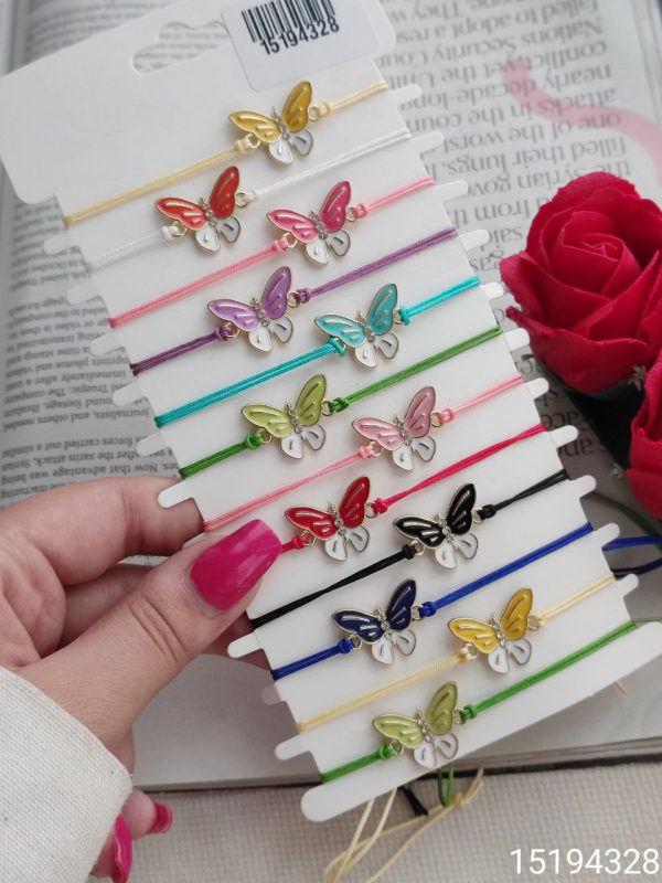 دستبند دخترانه طرح پروانه رنگ بندی مختلف