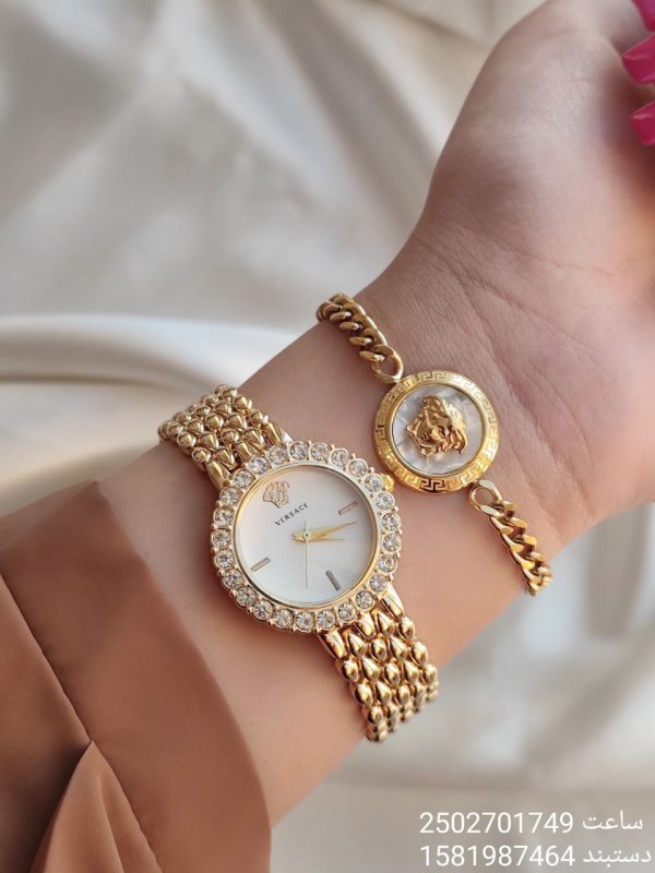 ست هدیه زنانه ساعت و دستبند طرح ورساچ
