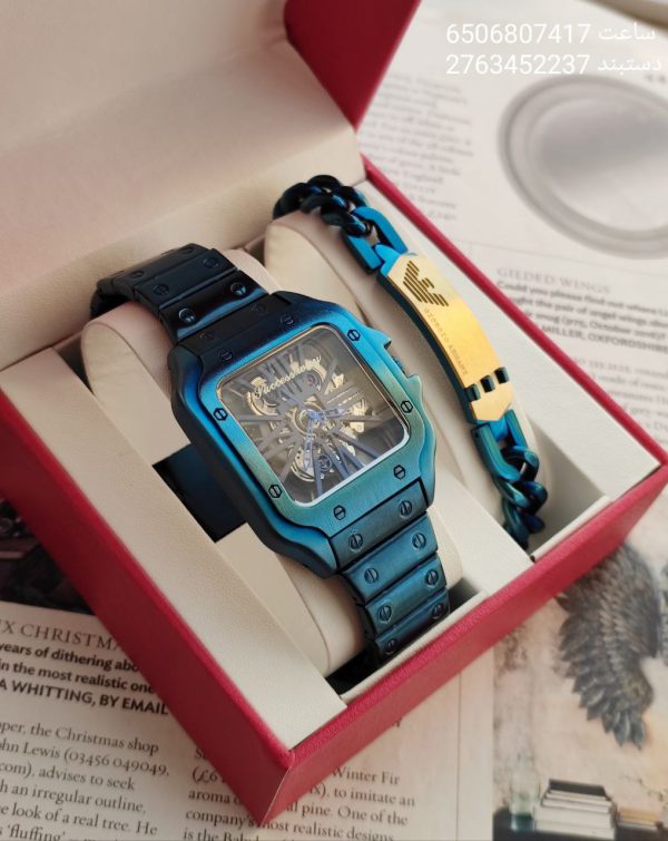 ست هدیه لوکس مردانه ساعت و دستبند در 2 رنگ جذاب و شیک