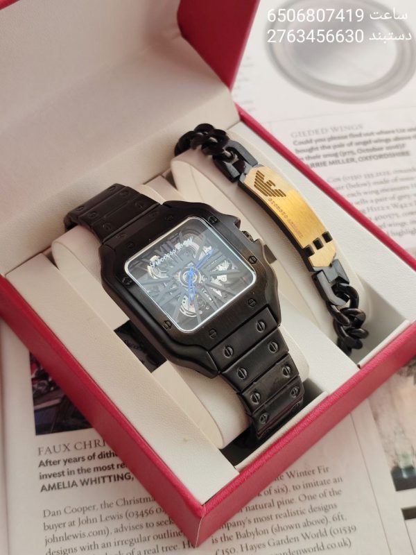 ست هدیه لوکس مردانه ساعت و دستبند در 2 رنگ جذاب و شیک