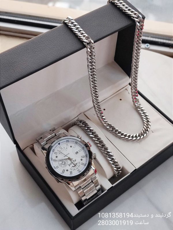 ست 3 تیکه هدیه مردانه ساعت، گردنبند و دستبند