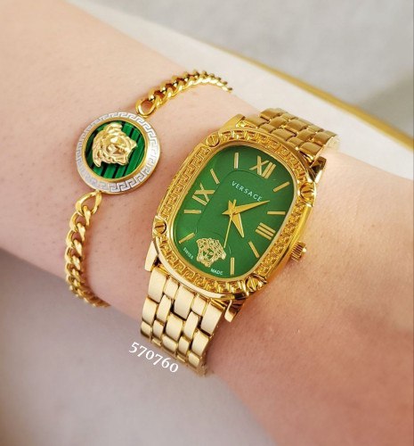 باکس هدیه ساعت و دستبند زنانه طرح ورساچ کیفیت عالی رنگ ثابت