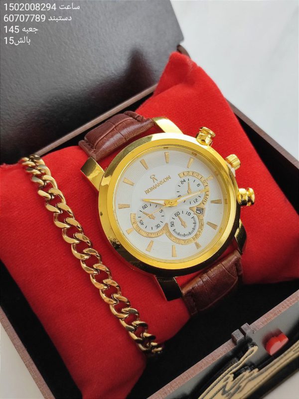 ست هدیه ساعت و دستبند مردانه جدید کیفیت عالی رنگ ثابت