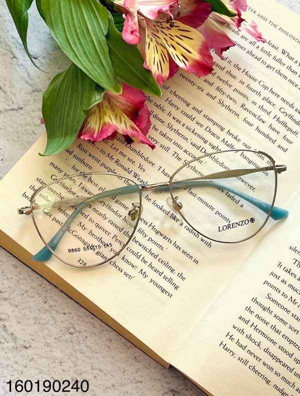 عینک زنانه فریم طبی شیشه ساده و بدون نمره با قابلیت تعویض شیشه و طبی کردن فرم فلزی همراه با کاور و دستمال
