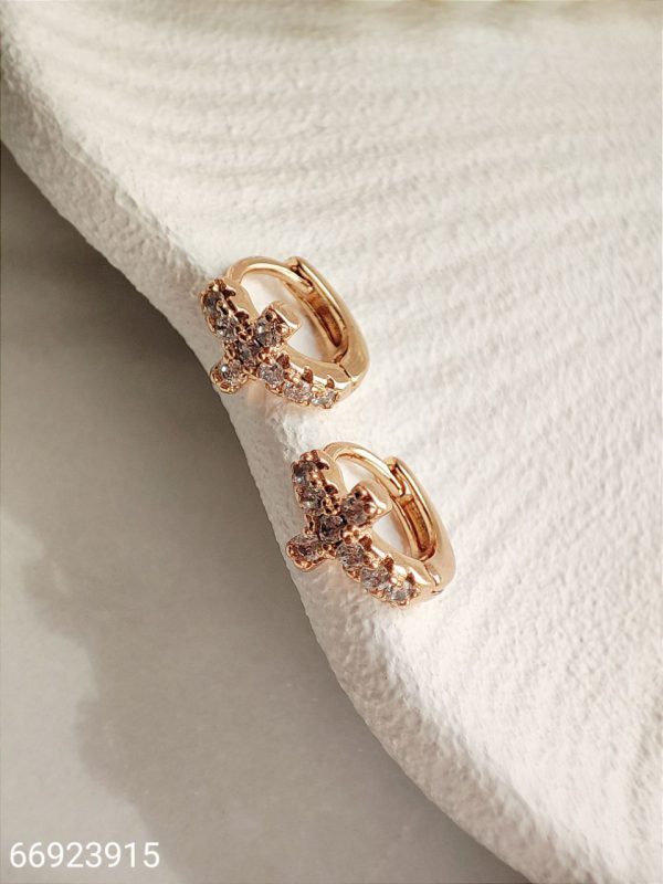گوشواره حلقه ای زنانه مارک ژوپینگ استیل رنگ ثابت نگین دار ضد حساسیت کیفیت عالی آبکاری طلا