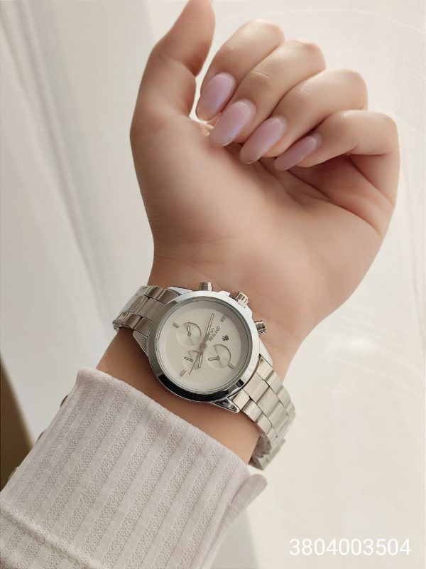 ساعت زنانه سویسلند رنگ ثابت بند استیل با کیفیت دارای قفل ضامن دار ضد حساسیت