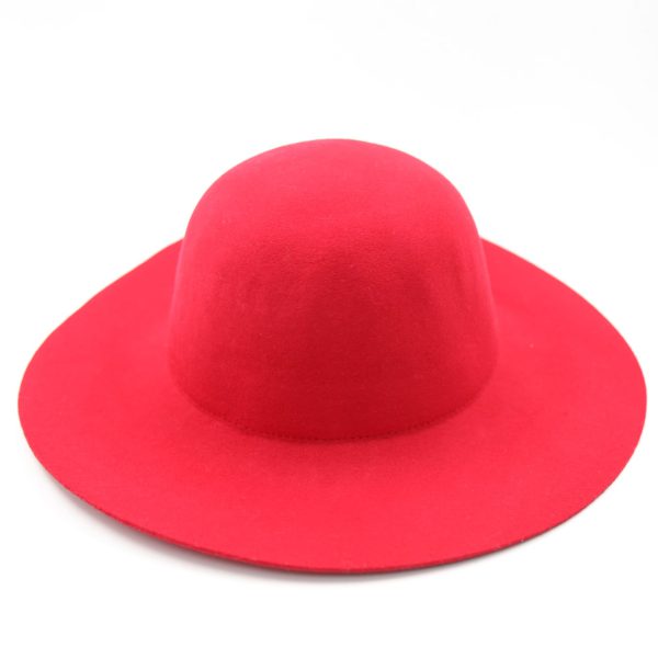 کلاه دخترانه لبه دار رنگ قرمز کلاسیک نمدی فلاپی لبه بلند بیسیک