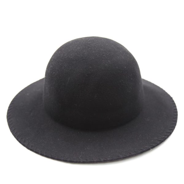 کلاه دخترانه لبه دار رنگ مشکی کلاسیک نمدی فلاپی بیسیک لبه دندون موشی