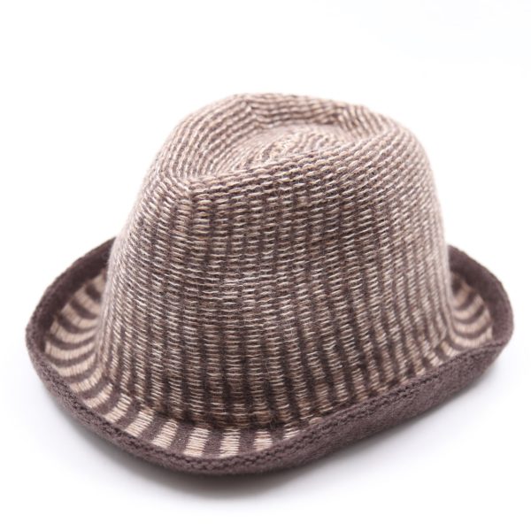 کلاه شاپو مردانه رنگ قهوه ای بافت زبرا