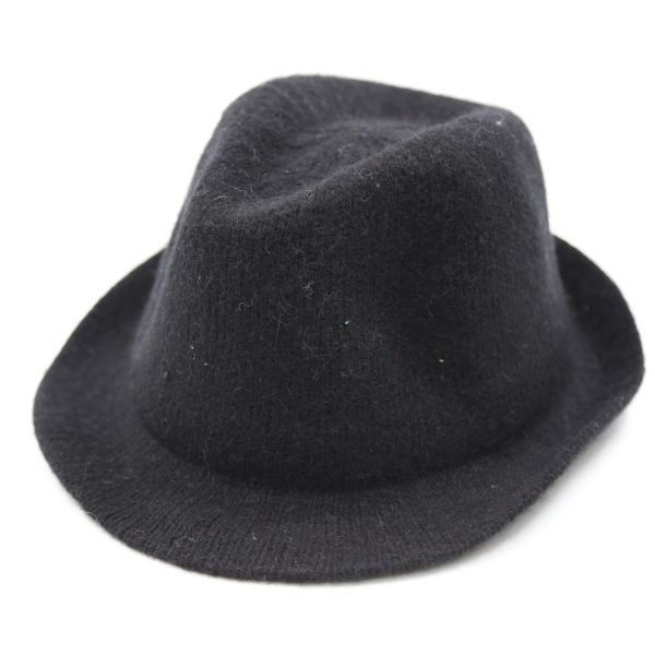 کلاه شاپو مردانه لبه دار طرح کلاسیک رنگ مشکی بافت بیسیک