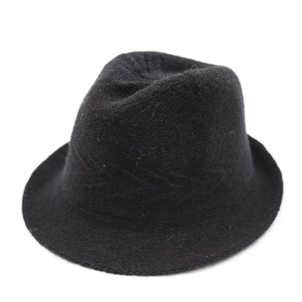 کلاه شاپو مردانه لبه دار طرح کلاسیک رنگ مشکی بافت بیسیک با طرح تیخ ماهی