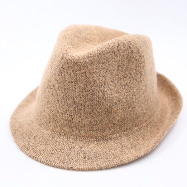 کلاه شاپو مردانه (لبه دار) طرح کلاسیک رنگ کرم بافت بیسیک