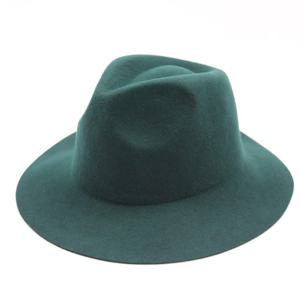 کلاه لبه دار مردانه رنگ سبز کلاسیک نمدی فدورا بیسیک