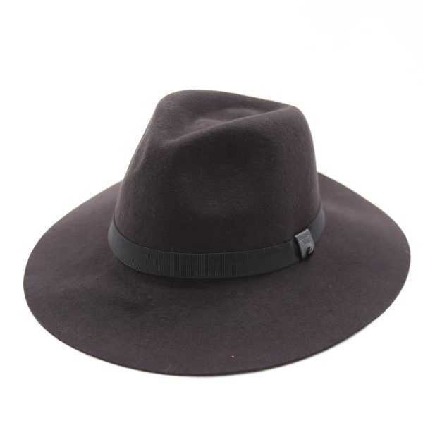 کلاه لبه دار مردانه رنگ قهوه ای کلاسیک نمدی فدورا لبه بلند باند کش