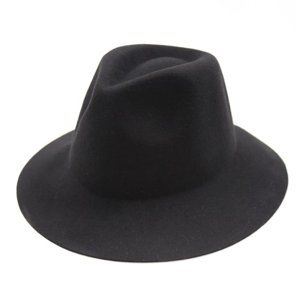 کلاه لبه دار مردانه رنگ مشکی کلاسیک نمدی فدورا بیسیک