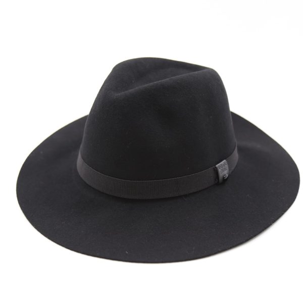 کلاه لبه دار مردانه رنگ مشکی کلاسیک نمدی فدورا لبه بلند باند کش