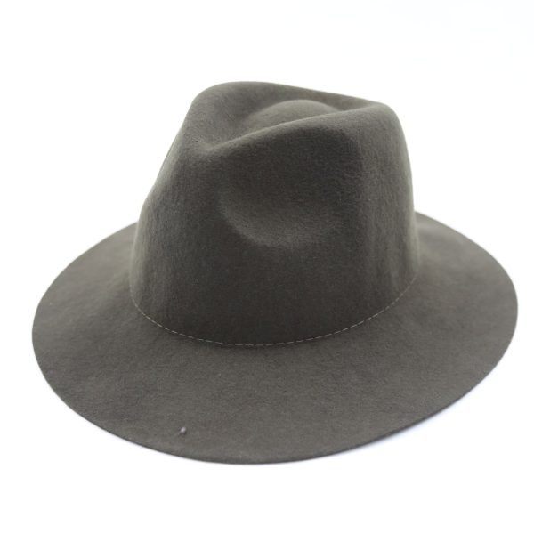 کلاه لبه دار مردانه رنگ یشمی کلاسیک نمدی فدورا بیسیک