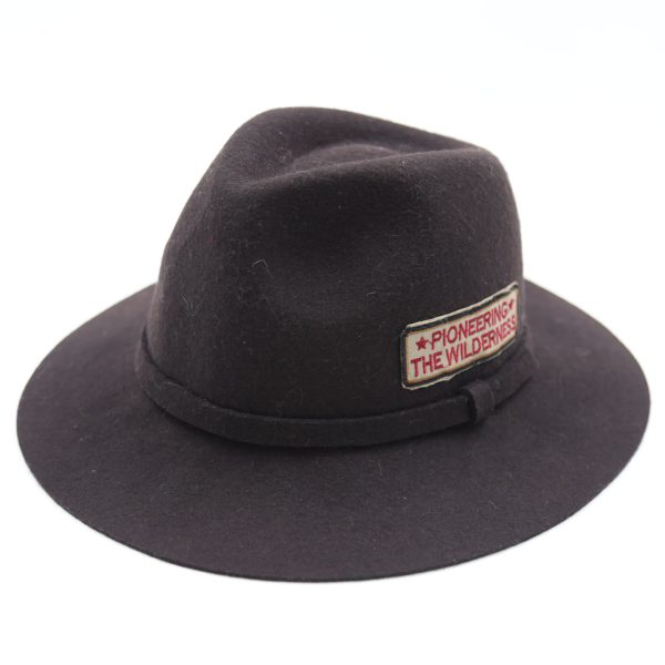 کلاه لبه دار مردانه قهوه ای کلاسیک نمدی فدورا مارکدار