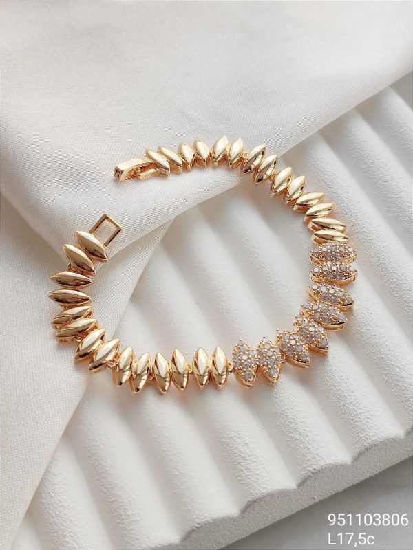 دستبند زنانه جواهری (طلایی) طول 17.5 سانتی متر کیفیت عالی