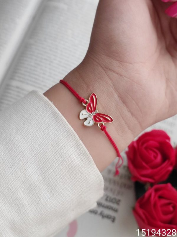 دستبند نخی دخترانه طرح گل پروانه دارای رنگ بندی