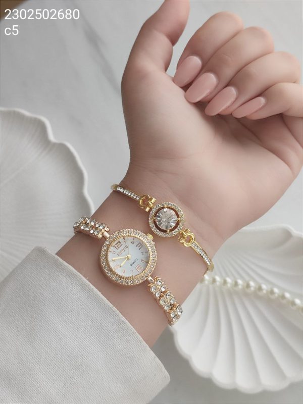 ست ساعت و دستبند زنانه رنگ ثابت کیفیت عالی
