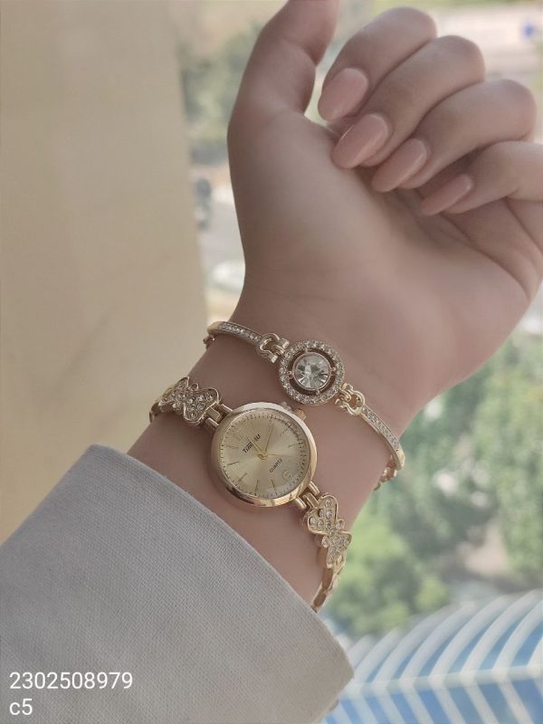 ست ساعت و دستبند زنانه رنگ ثابت کیفیت عالی