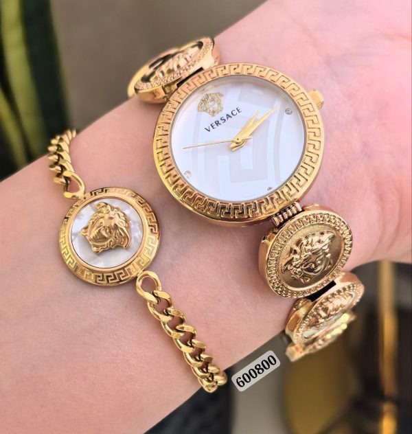 ست ساعت و دستبند زنانه ورساچ کیفیت عالی رنگ ثابت